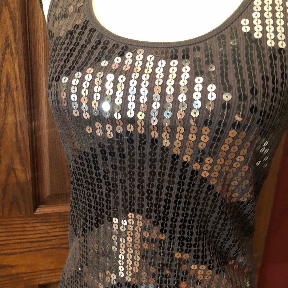 Express Gray & Silver Sequined Cotton Tank